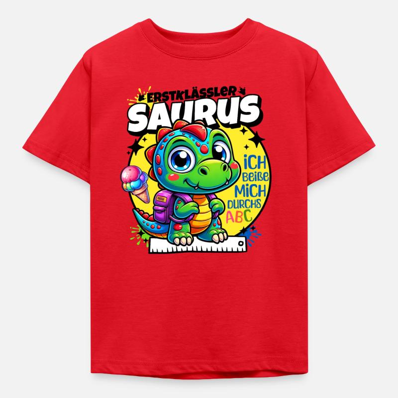 "Erstklässler Saurus" - Kinder T-Shirt - Rot