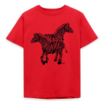 Zwei Zebras - Kinder T-Shirt - Rot - Vorne - AI Model Kid Male (0cm)