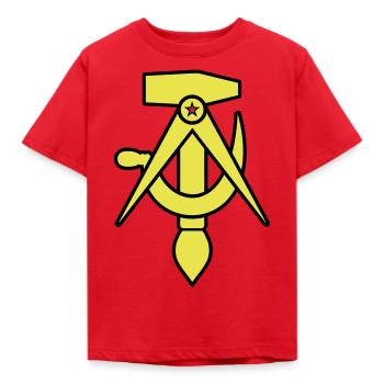 Kommunismus – Hammer, Zirkel, Sichel, Pinsel - Kinder T-Shirt - Rot - Vorne - AI Model Kid Male (0cm)