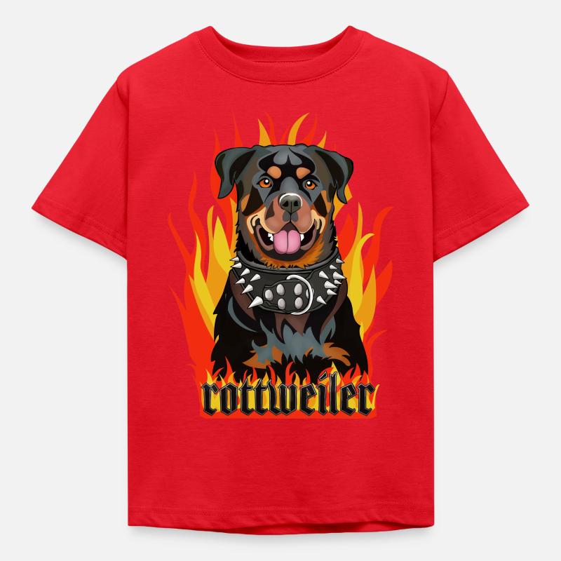 rottweiler fire - T-shirt Enfant - rouge