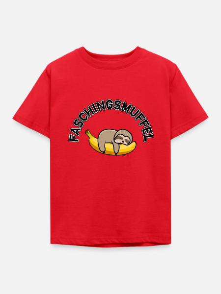 Faschingsmuffel | Faultier auf Banane - Kinder T-Shirt - Rot