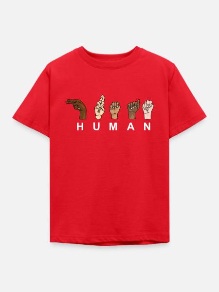 HUMAN - RESPECT - Handzeichen - Kinder T-Shirt - Rot
