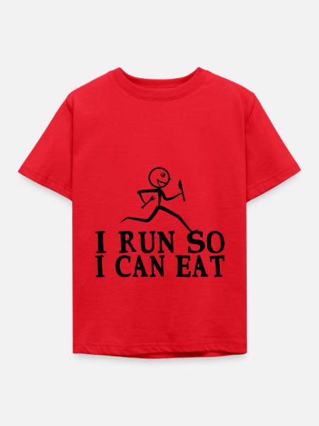 Laufendes Strichmännchen - laufen um zu essen - Kinder T-Shirt - Rot
