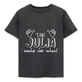 julia - Kinder T-Shirt - Dunkelgrau - Vorne - AI Model Kid Female (0cm)