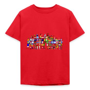 Fahnen der Welt - Kinder T-Shirt - Rot - Vorne - AI Model Kid Male (0cm)