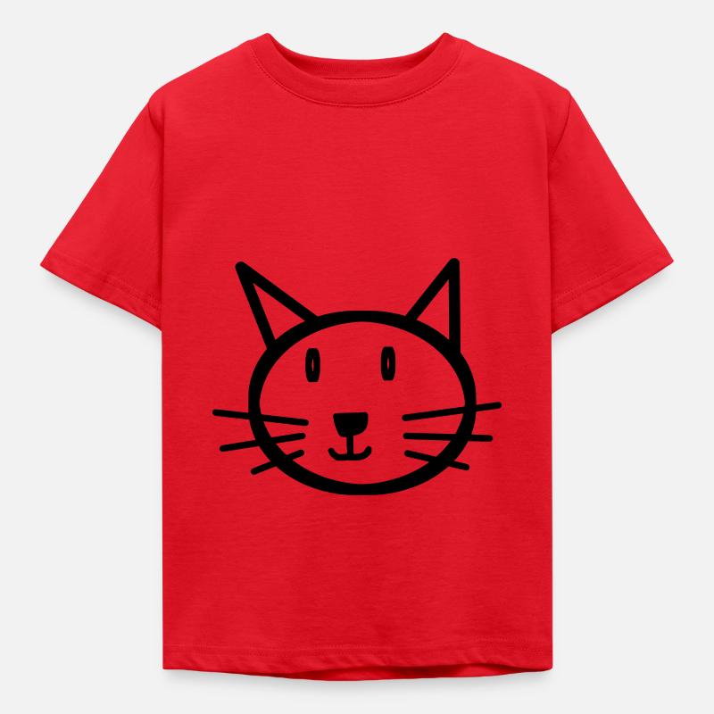 Cat Cat face à une idée de cadeau - T-shirt Enfant - rouge