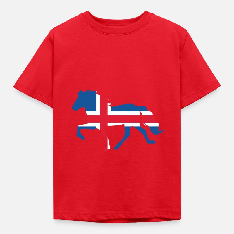 Tölltende Isländer mit isländischer Flagge - Kinder T-Shirt - Rot
