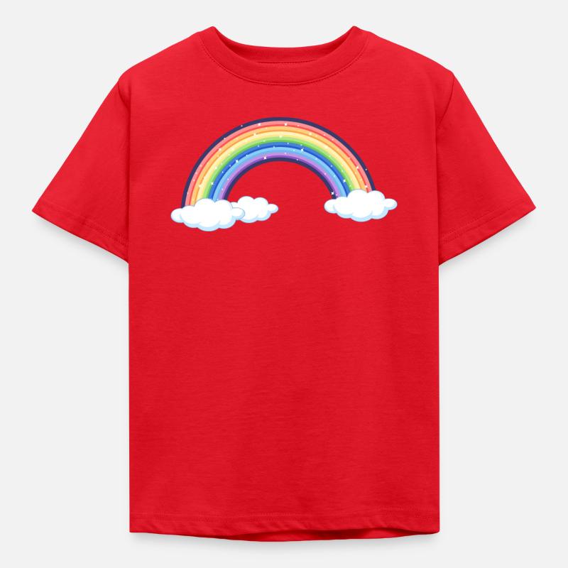 Vibrant Rainbow Over Clouds - Kids' T-Shirt - red