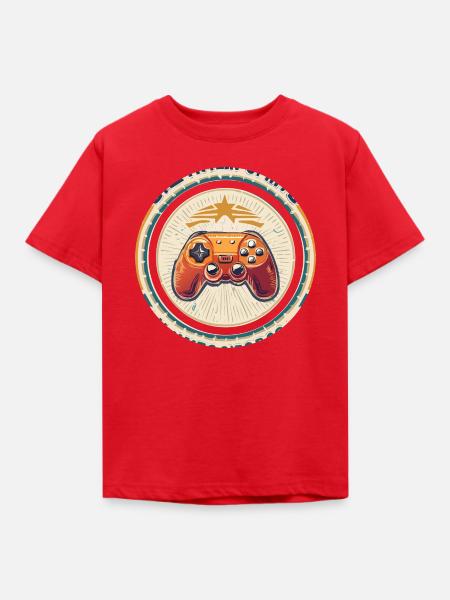 Retro Spielcontroller Abzeichen - Kinder T-Shirt - Rot