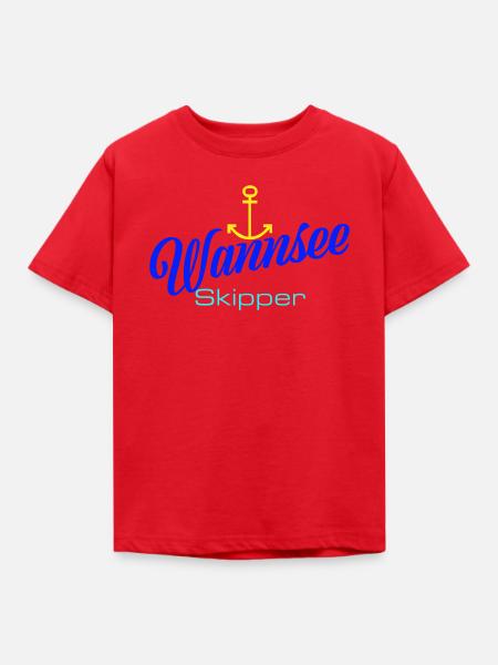 Berlin: Wannsee-Skipper mit Anker - Kinder T-Shirt - Rot