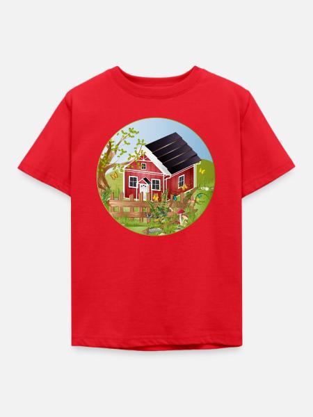 Kleines rotes Haus mit idyllischen Garten - Kinder T-Shirt - Rot