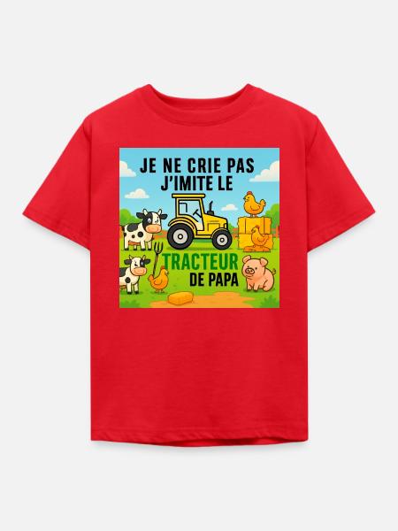 Papas Traktor und bunte Tiere - Kinder T-Shirt - Rot