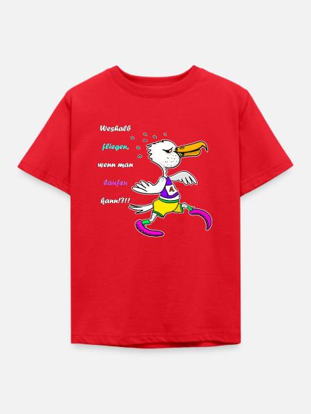Marathon Möwe – Lustiger Lauf‑Cartoon - Kinder T-Shirt - Rot