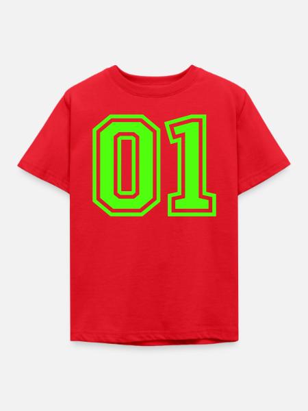  01 Zahl - Kinder T-Shirt - Rot