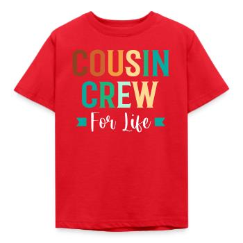 Cousin Crew - Kinder T-Shirt - Rot - Vorne - AI Model Kid Male (0cm)