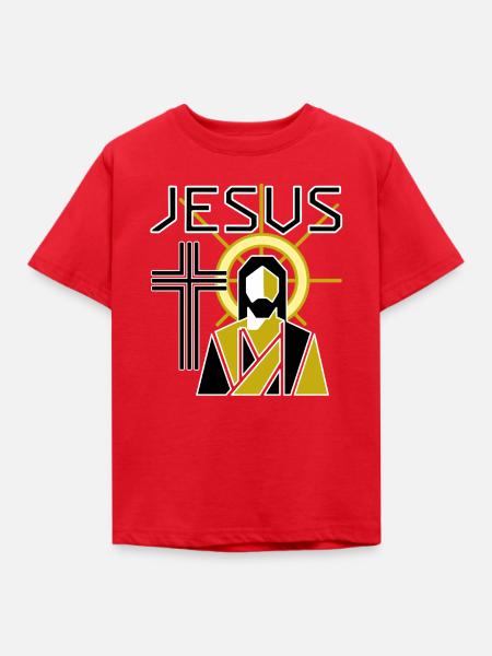 Jesus Ikone mit Heiligenschein - Kinder T-Shirt - Rot