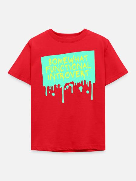 Somewhat Functional Introvert Spruch Logo Text - Kinder T-Shirt - Rot