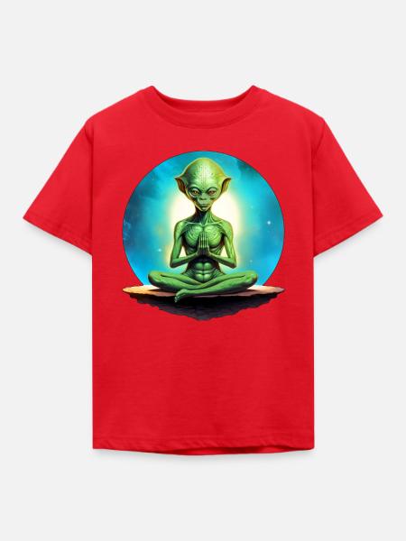 Aliens Yoga / Yogi Alien - Kinder T-Shirt - Rot