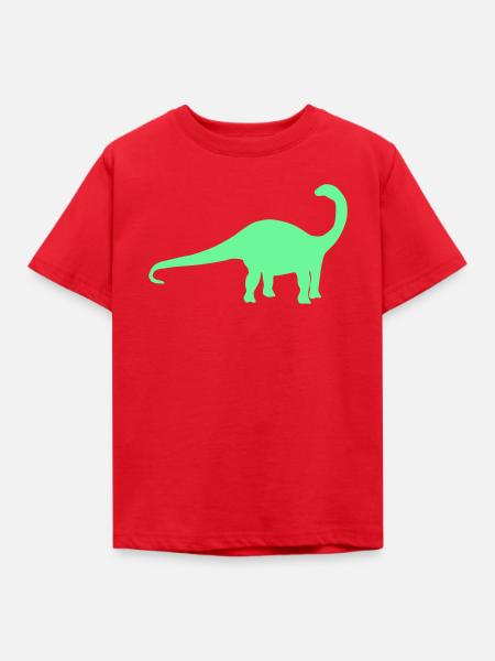Neon Dino Silhouette - Kinder T-Shirt - Rot