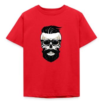 Bearded Dads Skull - Kinder T-Shirt - Rot - Vorne - AI Model Kid Male (0cm)