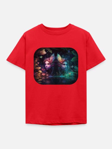 Fantasy Feen Zwilinge - Kinder T-Shirt - Rot