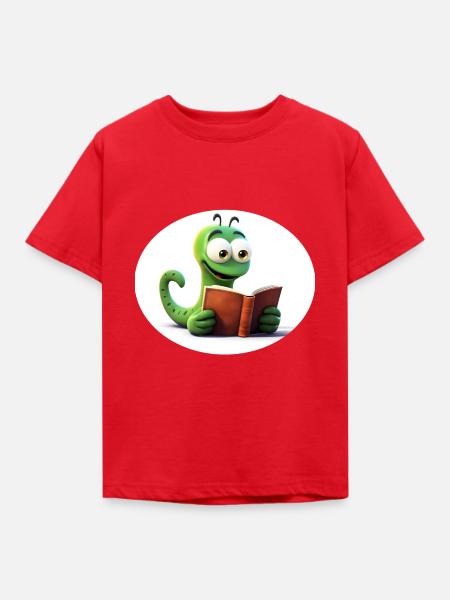 Bücherwurm - Kinder T-Shirt - Rot