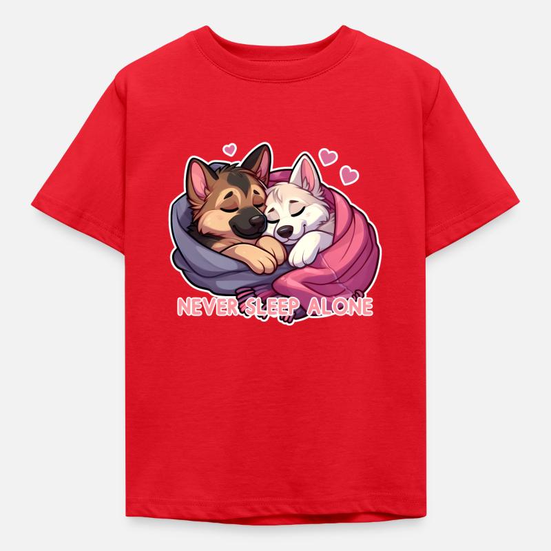 Schlafende Schäferhunde - Never Sleep Alone - Kinder T-Shirt - Rot