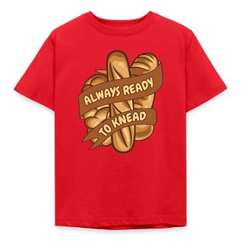 Immer bereit, Brotbackautomaten-Brotteig zu kneten - Kinder T-Shirt - Rot - Vorne - AI Model Kid Male (0cm)