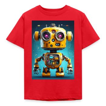 Robot Metall Robot - T-shirt barn - röd - Fram - AI Model Kid Male (0cm)