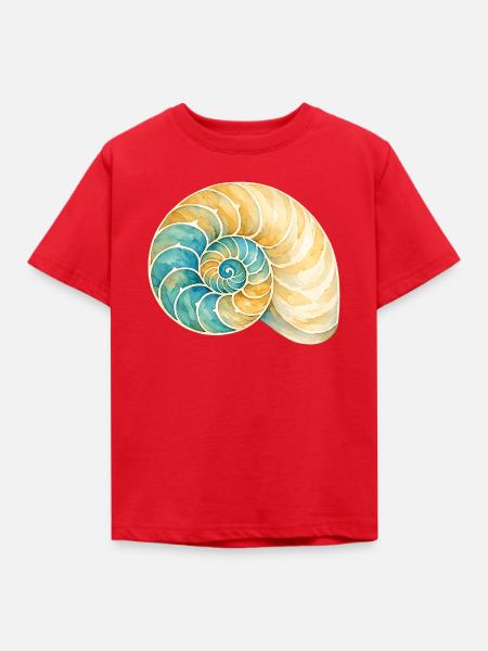 Wasserfarbige Muschelspirale - Kinder T-Shirt - Rot