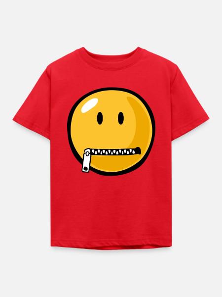 Smiley zipped mouth - Kinder T-Shirt - Rot