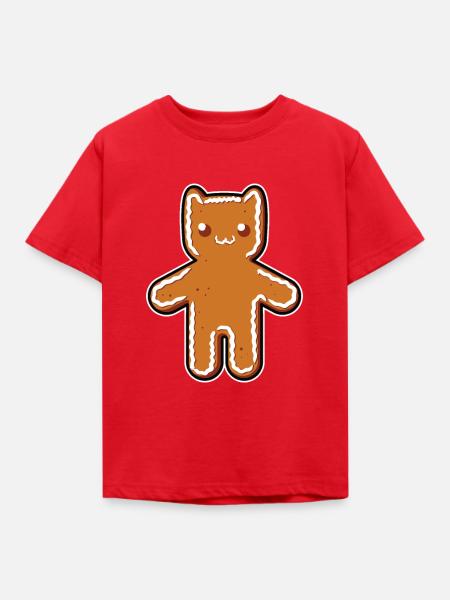 Lebkuchen-Katze - Kinder T-Shirt - Rot