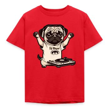 Beat Pug I DJ Mops I Musik Hund Geschenkidee - Kinder T-Shirt - Rot - Vorne - AI Model Kid Male (0cm)