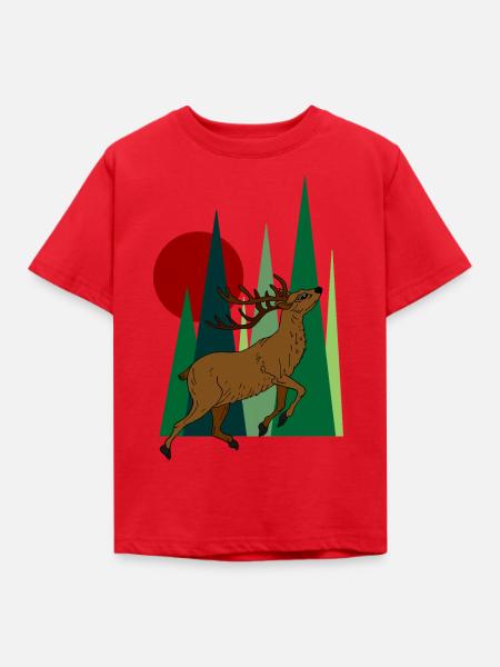 Hirsch - Kinder T-Shirt - Rot