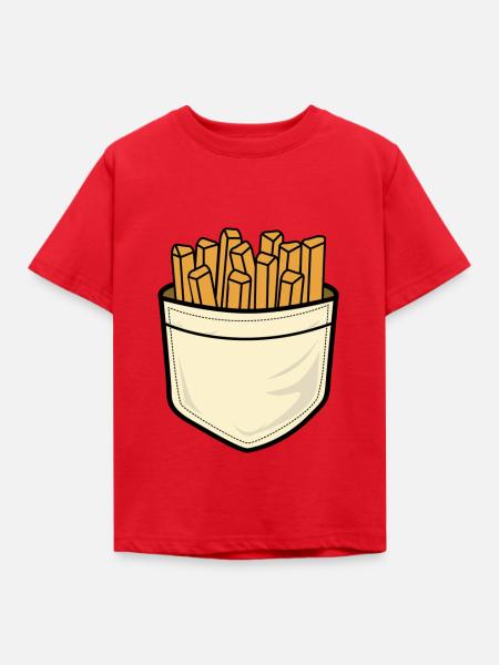 Brusttaschen Pommes - Kinder T-Shirt - Rot