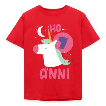 ho 7 anni einhorn - Kinder T-Shirt - Rot - Vorne - AI Model Kid Male (0cm)
