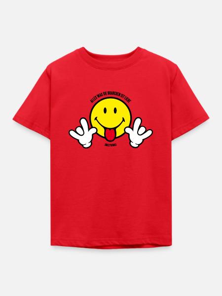 SmileyWorld - Alles was Sie brauchen ist Liebe - Kinder T-Shirt - Rot