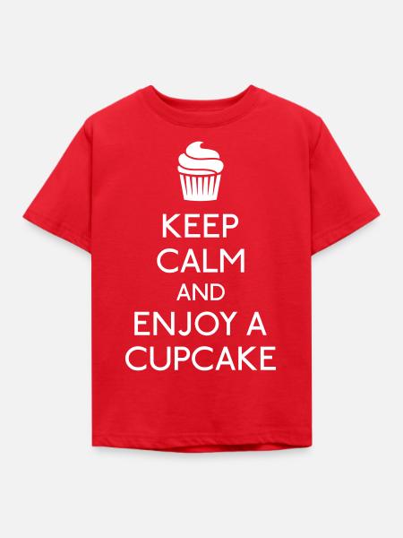 Keep Calm Cupcake - Kinder T-Shirt - Rot
