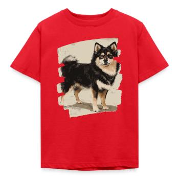 Finnish Lapphund - Kids' T-Shirt - red - Front - AI Model Kid Male (0cm)