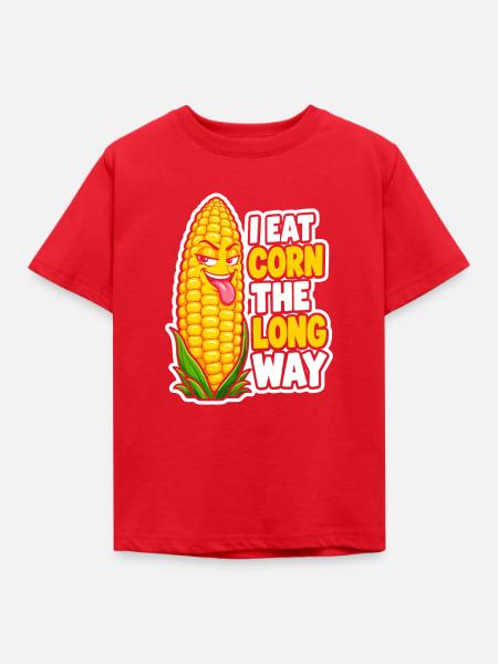 Mais Langweg Lächeln Sticker - Kinder T-Shirt - Rot