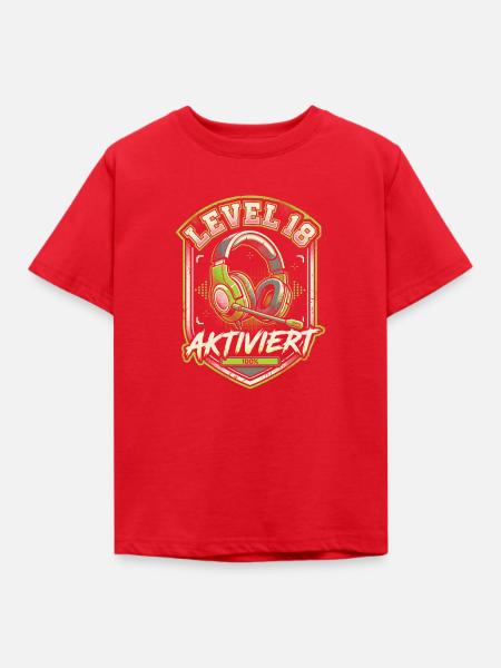 Level 18 Aktiviert Gamer Headset - Kinder T-Shirt - Rot
