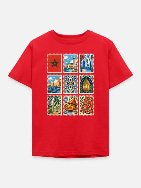 Marokko Briefmarken - Kinder T-Shirt - Rot