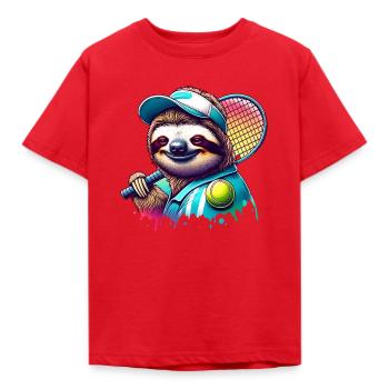 Conception de joueur de tennis paresseux drôle - T-shirt Enfant - rouge - Devant - AI Model Kid Male (0cm)