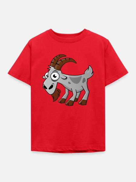 lustiger Comic-Ziegenbock - Kinder T-Shirt - Rot