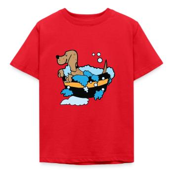 Sweet dog in the bathtub gift gift idea - Kids' T-Shirt - red - Front - AI Model Kid Male (0cm)