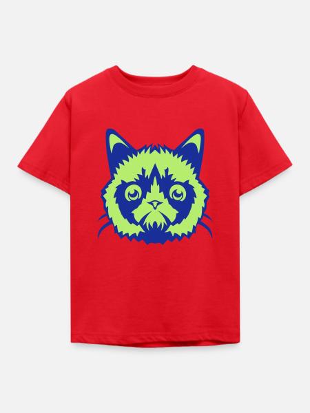 Hauptkatze wilde Tiere 701 - Kinder T-Shirt - Rot
