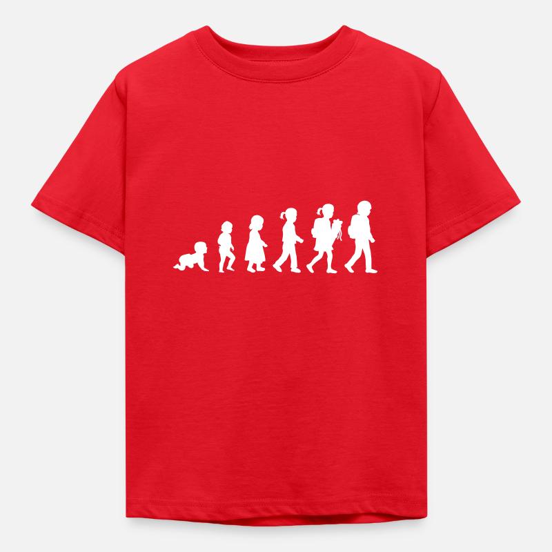 Evolution Schulkind Einschulung Mädchen - Kinder T-Shirt - Rot