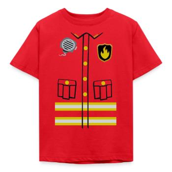 Feuerwehrmann Kostüm - Kinder T-Shirt - Rot - Vorne - AI Model Kid Male (0cm)