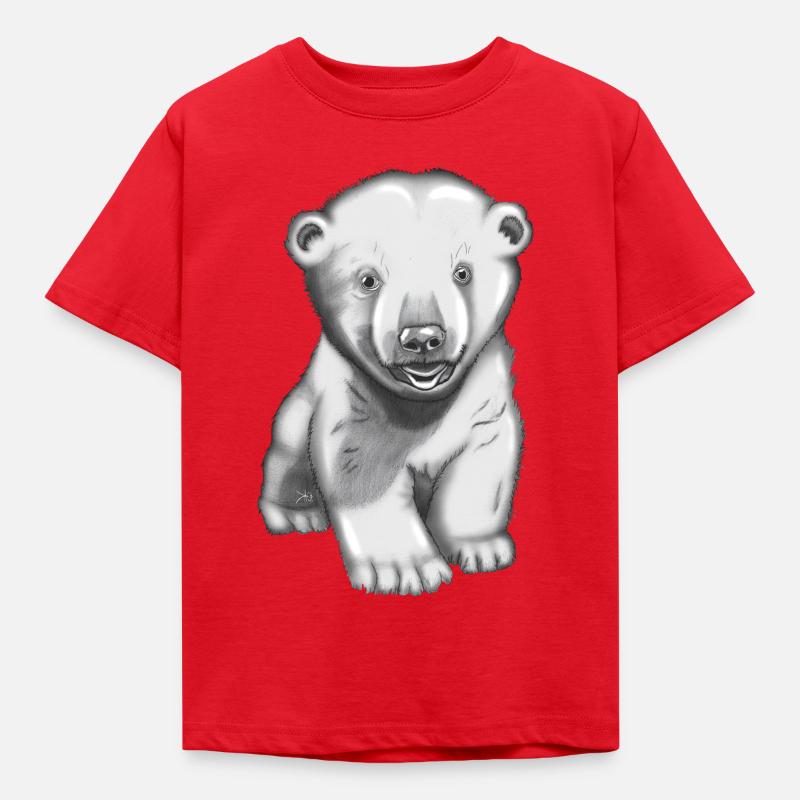 Eisbär Handgezeichnet Eisbären Shirt - Kinder T-Shirt - Rot