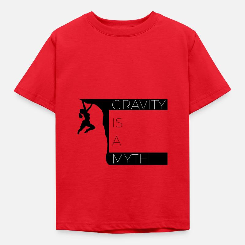 Gravity is a Myth - boulder e camicia da arrampicata - Maglietta per bambini - rosso